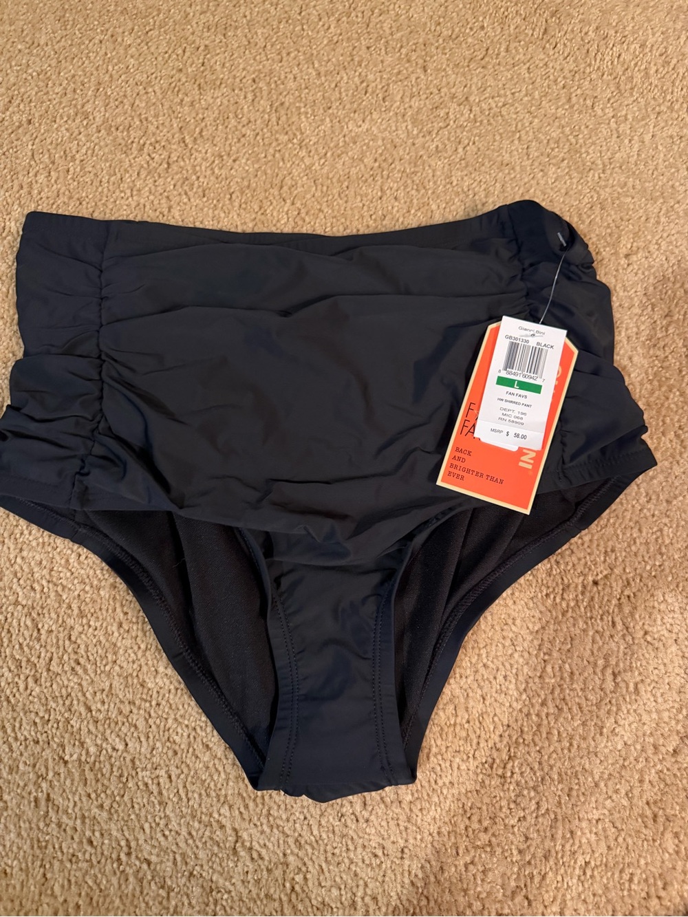 Gianni Bini Black High-Waist Bikini Bottoms
